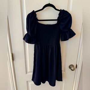 Elegant Satin Navy Dress